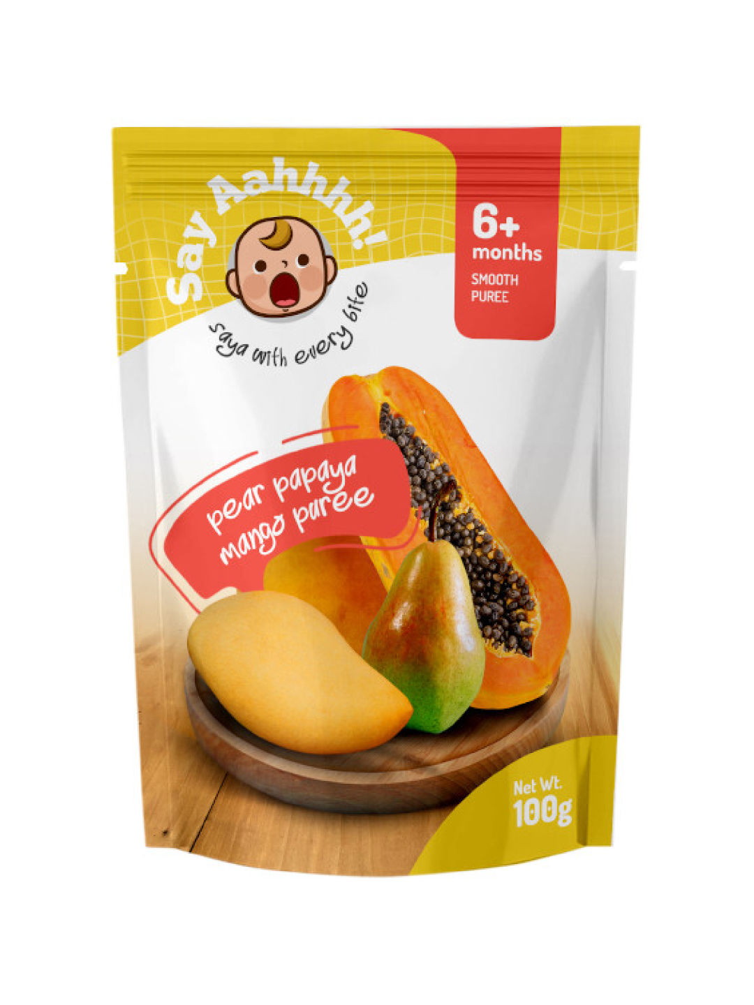 Say Aahhhh Pear Papaya Mango Puree (100g) edamama